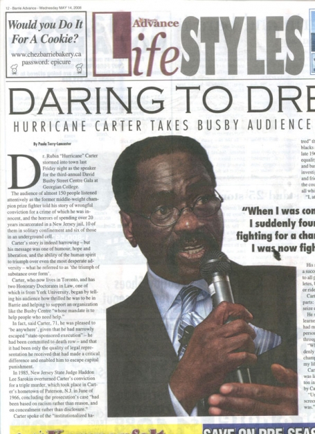<b>Hurricane Carter Takes Busby Audience by Storm — The Barrie Advance</b> image
