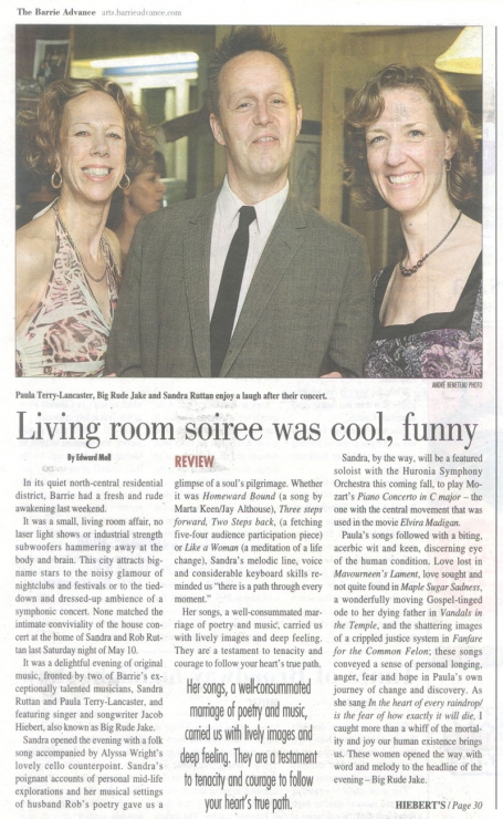 <b>Paula’s Concert Review — The Barrie Advance</b>